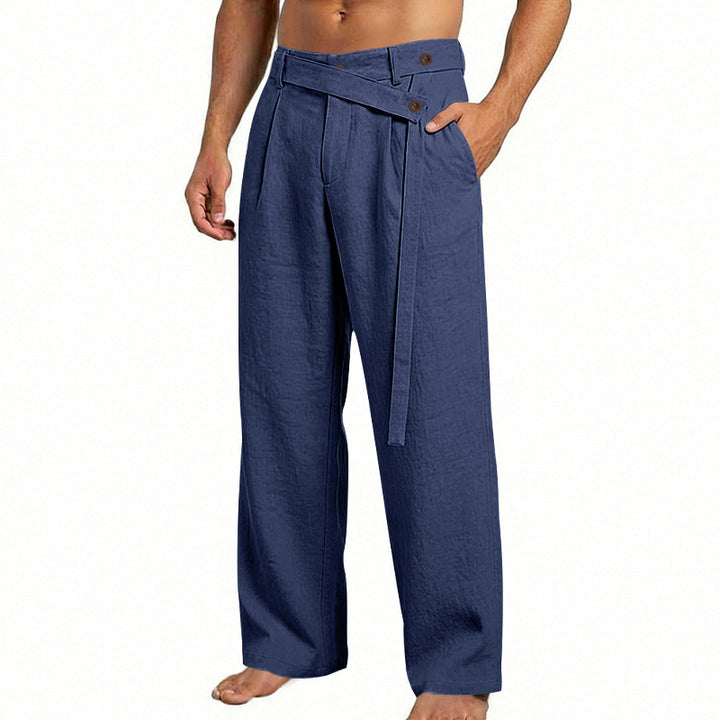 Herren nan weite Leinenhose mit Wickelbund, hoher Taille und legerem Bein Echo Archiv