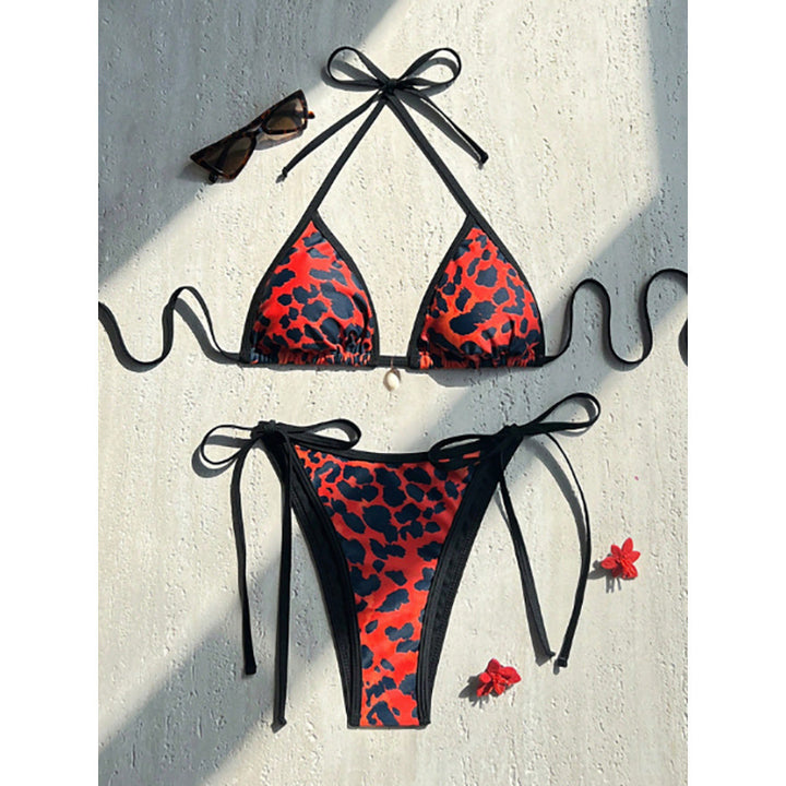 Damen Triangel-Bikini mit animalischem Muster und seitlichen Krawatten Echo Archiv