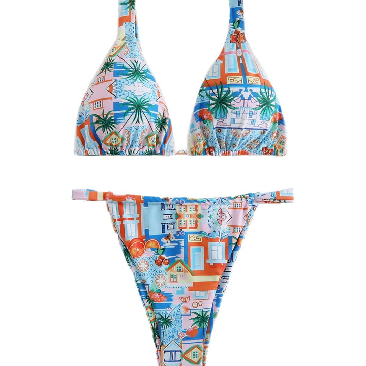 Damen Triangel-Bikini mit lebhaftem Druck Echo Archiv