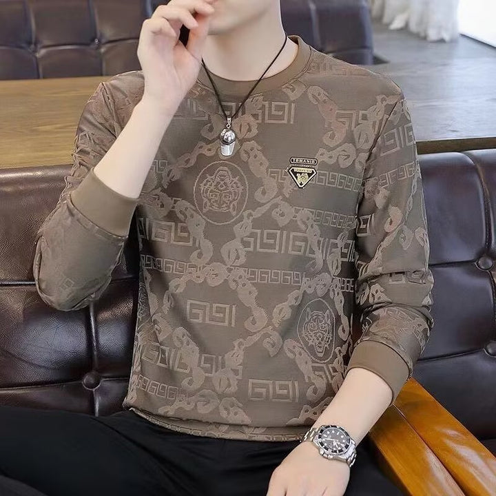 Herren Modernes Langarmshirt mit kreativem Strukturdesign Echoarchiv