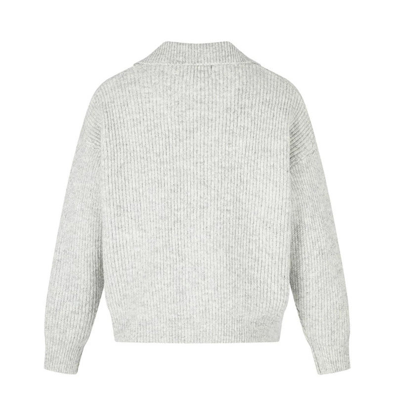 Damen Oversize Strickjacke mit asymmetrischer Knopfleiste und Hemdkragen Echoarchiv