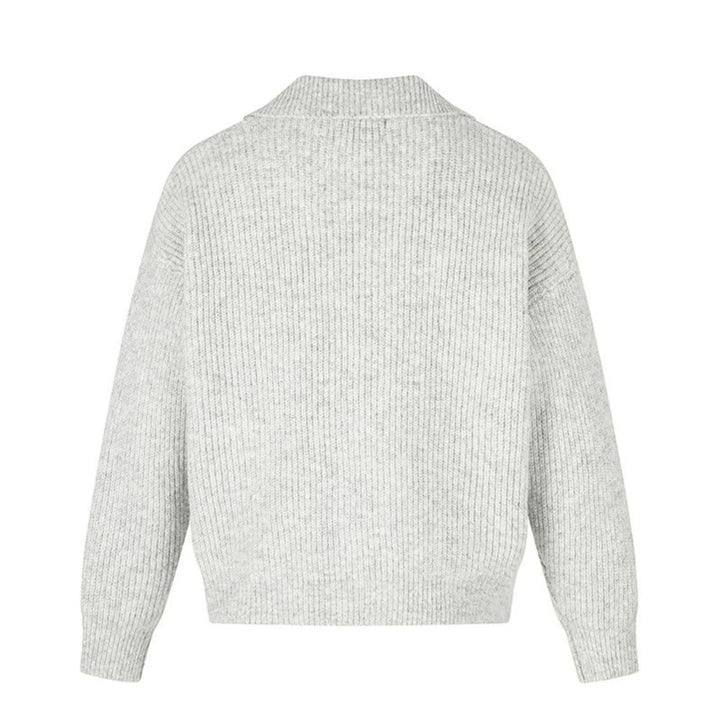 Damen Oversize Strickjacke mit asymmetrischer Knopfleiste und Hemdkragen Echoarchiv