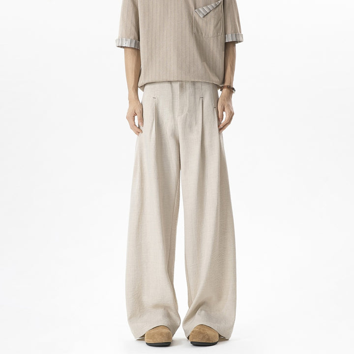 Herren Weite Leinenhose mit hoher Taille, Bundfalte & relaxed Silhouette Echoarchiv
