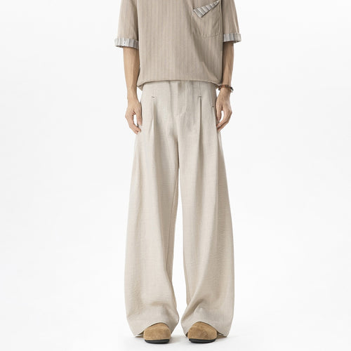 Herren Weite Leinenhose mit hoher Taille, Bundfalte & relaxed Silhouette Echoarchiv