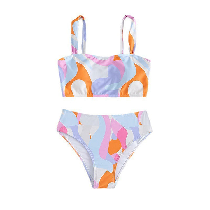 Damen Bikini-Set mit modernem geometrischem Design und hohem Taillenslip Echo Archiv