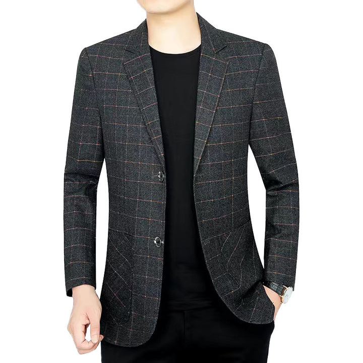 Herren Kariertes Slim-Fit Sakko aus Wollmischung – Tianoro