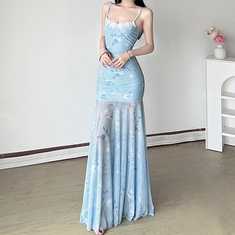 Damen Maxikleid mit floralem Druck und eleganter Spitzenborte Echo Archiv