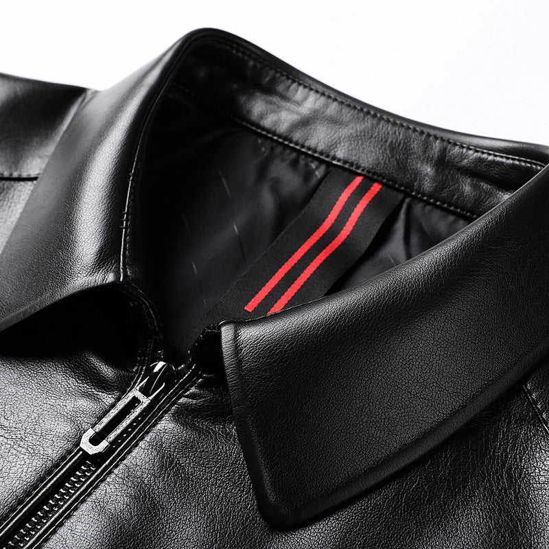 Herren Minimalistische Glattlederjacke mit Hemdkragen und taillierter Passform Echoarchiv