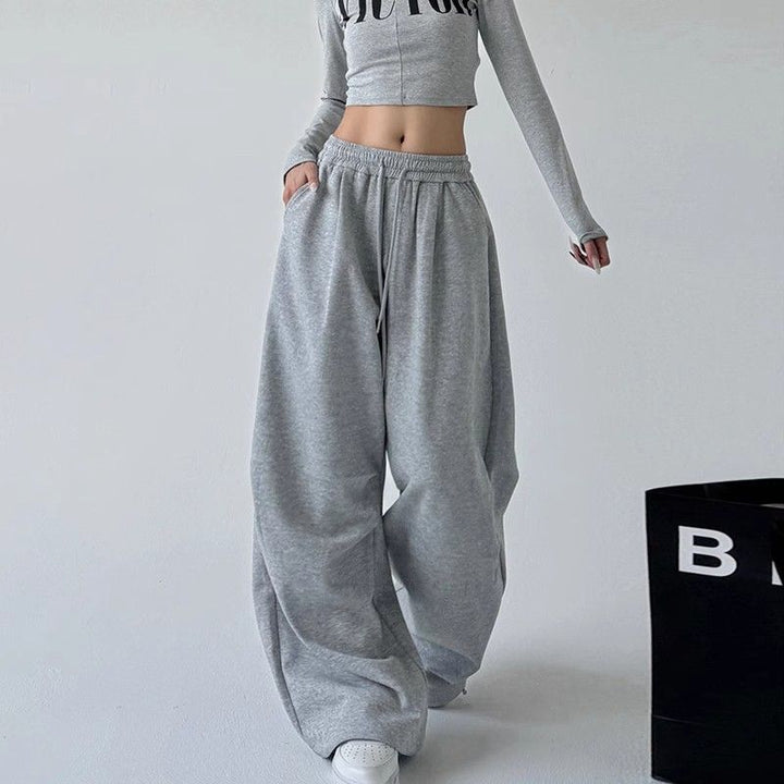 Damen weite Jogginghose mit extra weitem Bein und Kordelzugbund aus French Terry – Avélisse