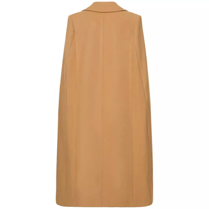 Damen Cape-inspirierter Maxilanger Mantel aus Wollmix mit schmalem Revers Echoarchiv