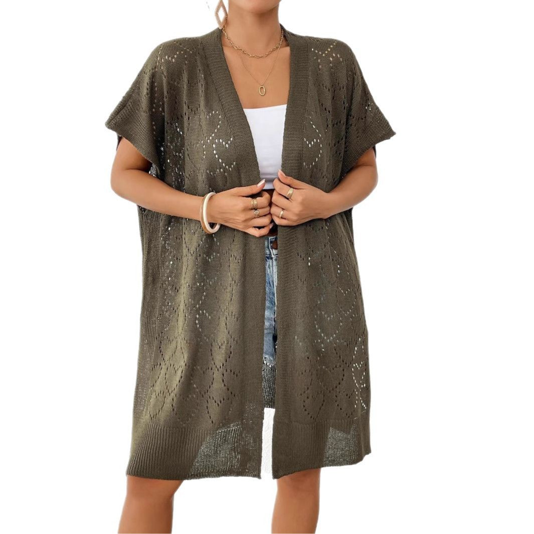 Damen luftiger Strick-Kimono mit floralem Lochmuster Echo Archiv