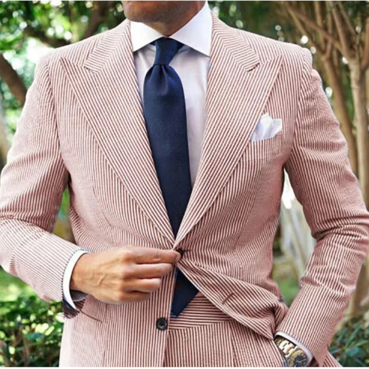 Herren Elegant Gestreifter Anzugblazer Echoarchiv