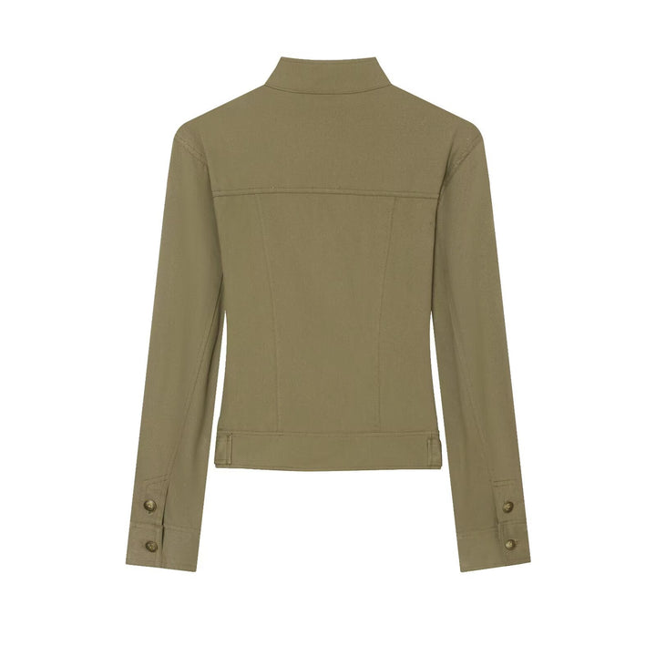 Damen Militärinspirierte taillierte Feldjacke mit Stehkragen und Zierknopfleisten Echo Archiv