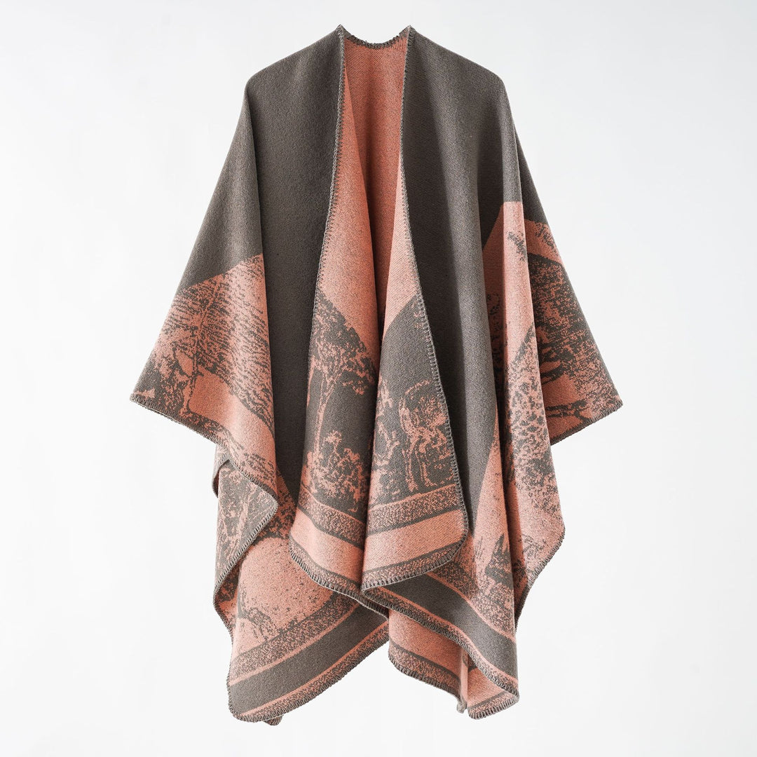 Damen Jacquard-Wollmix-Überwurf mit offenem Kimono-Fall und weichem Griff Echo Archiv