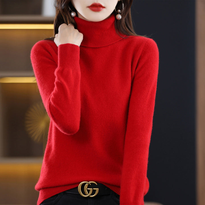 Damen Schmal geschnittener Rollkragenpullover aus kaschmirähnlichem Feinstrick mit softem Flor Echoarchiv