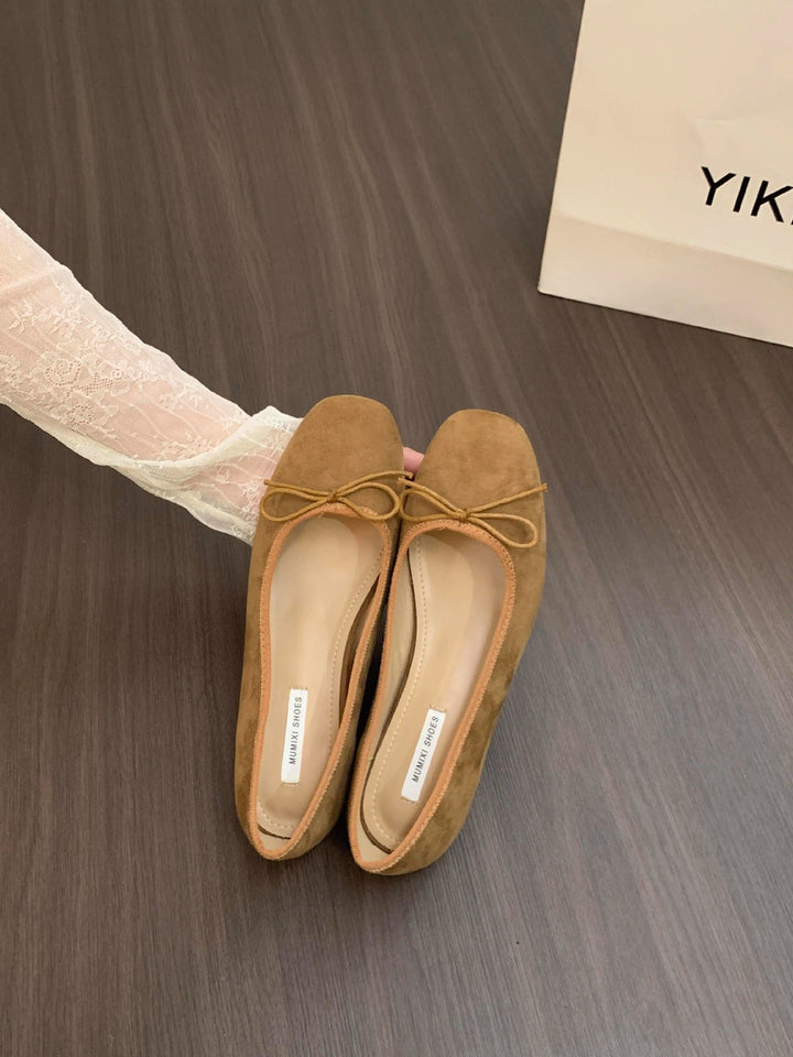 Damen Ballerinas aus hochwertigem Wildleder mit dekorativer Schleife Echoarchiv