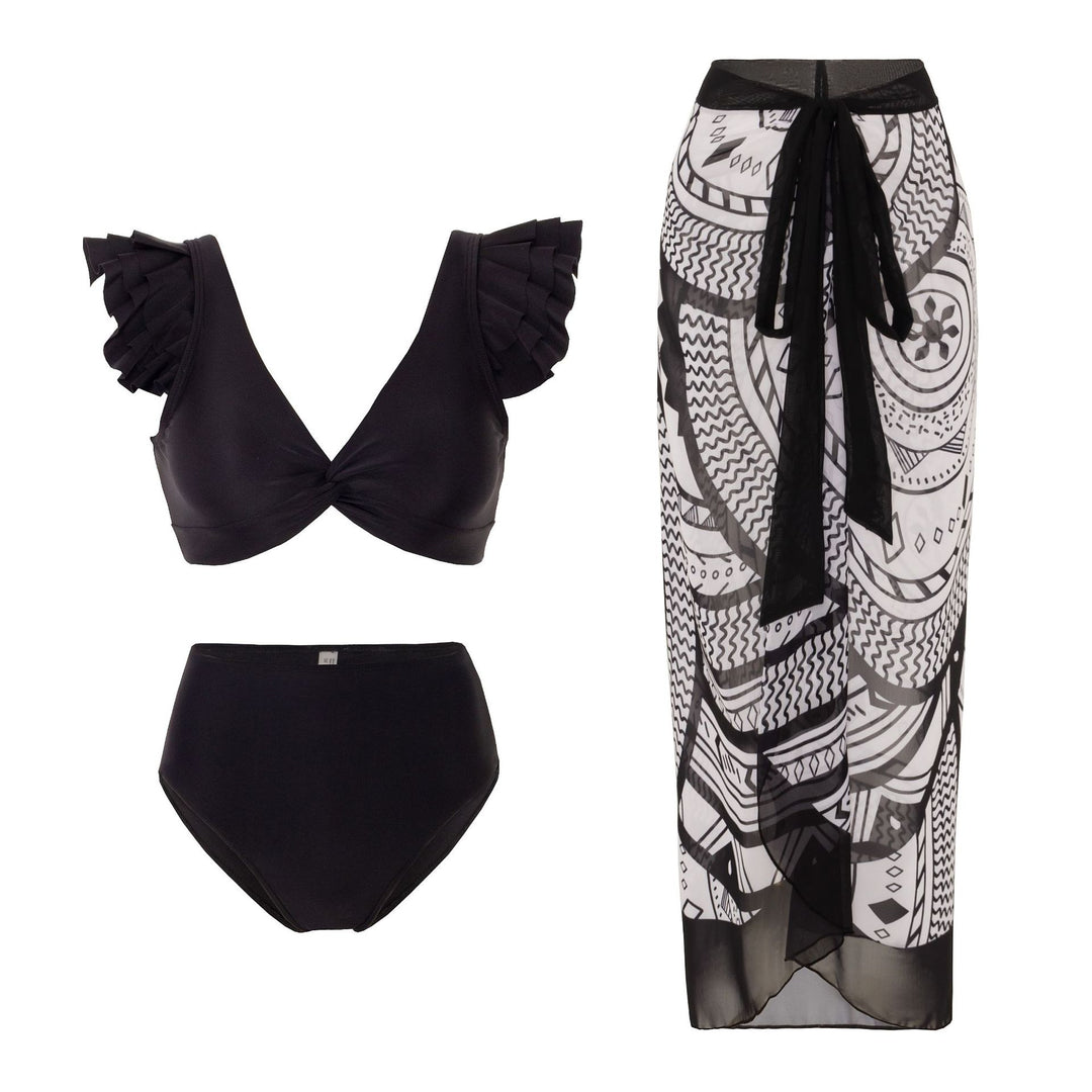 Damen Bikini-Set mit charmantem Rüschendesign und eleganter Strandumhüllung Echo Archiv