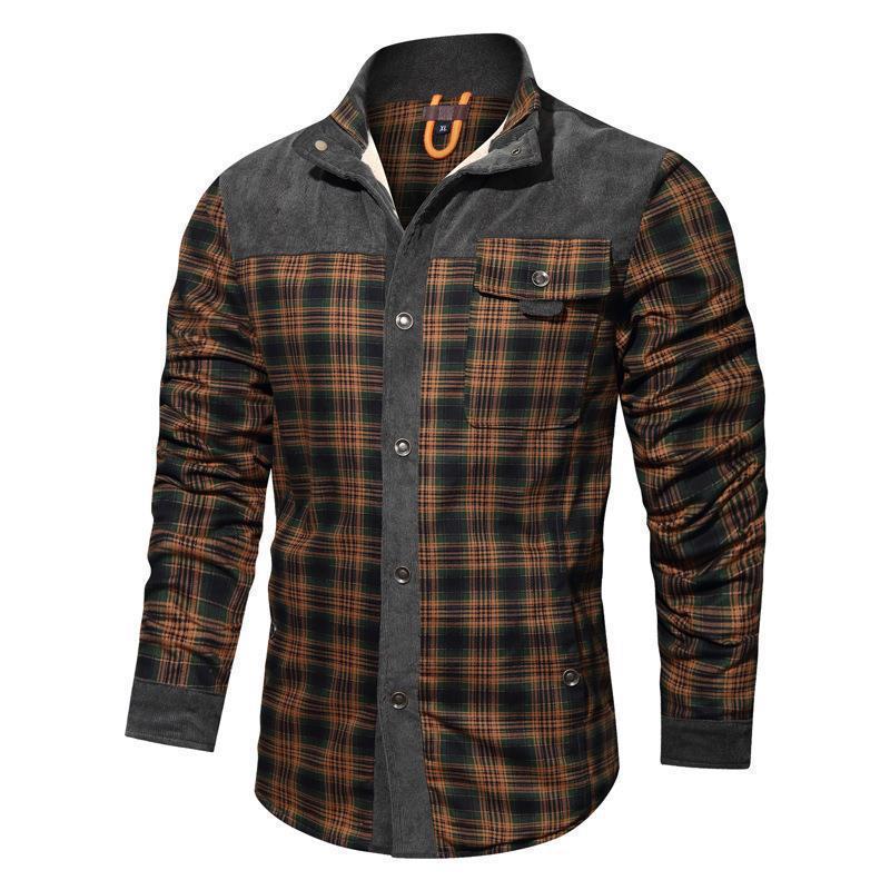 Herren Flanellhemd mit warmem Innenfutter und eleganten Druckdetails Echoarchiv