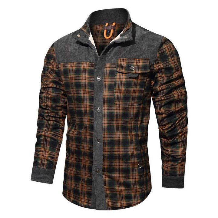 Herren Flanellhemd mit warmem Innenfutter und eleganten Druckdetails Echoarchiv