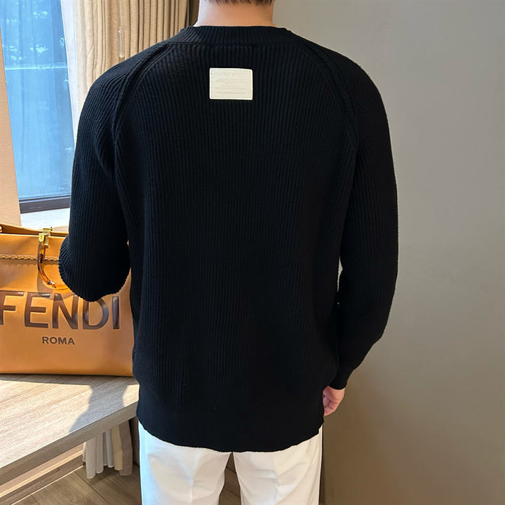 Herren Rippstrick-Pullover mit Knopfleiste Echo Archive