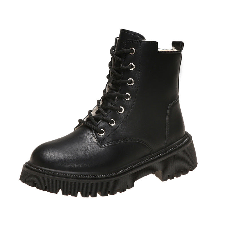 Damen Gefütterte Schnür-Bikerboots mit dicker Profilsohle – Lioré