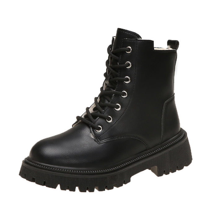 Damen Gefütterte Schnür-Bikerboots mit dicker Profilsohle – Lioré