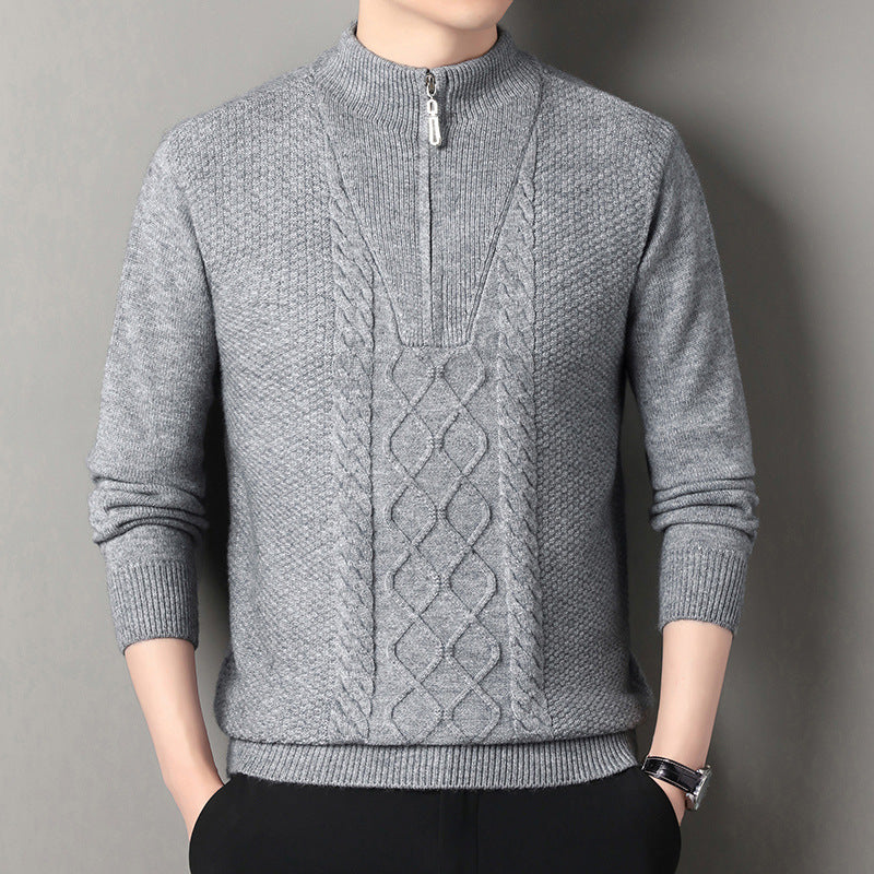 Herren Strickpullover mit hochabschließendem Kragen und durchgehendem Reißverschluss Echoarchiv