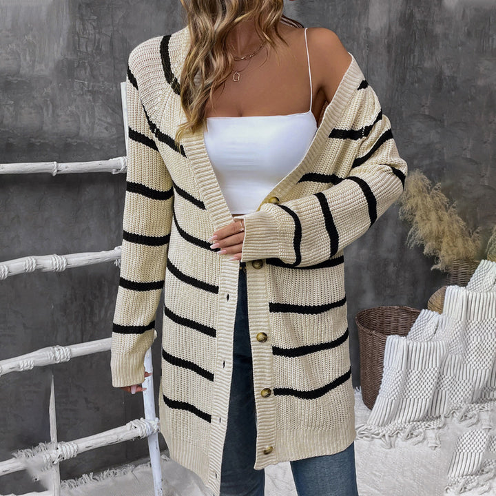 Damen Lässiger Strickcardigan mit Streifen Echo Archiv
