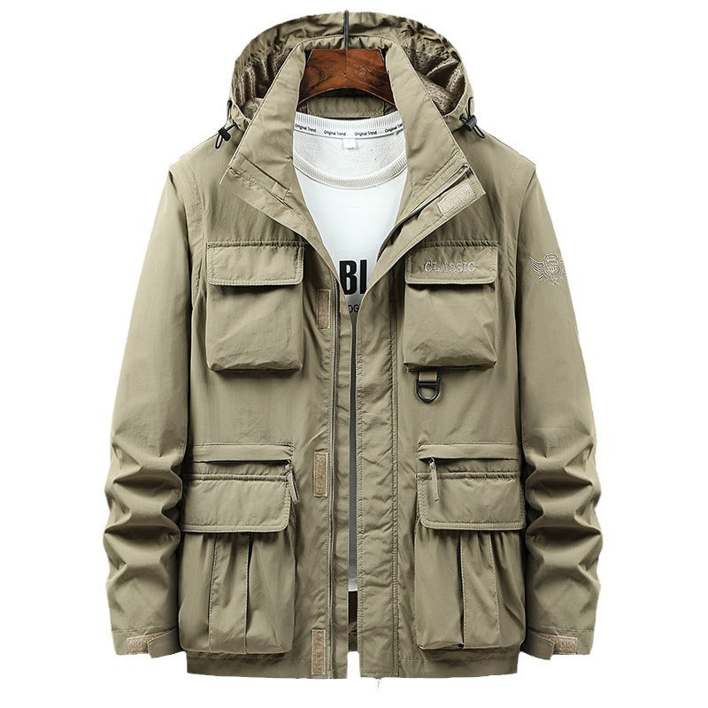 Herren Multifunktionale Utility-Fieldjacke mit Kapuze, Mehrfach-Taschen und Ripstop-Außenmaterial Echo Archiv