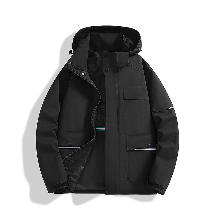Herren dreilagige Trekkingjacke mit verschweißten Nähten, Kapuze und Multifunktionstaschen Echo Archiv
