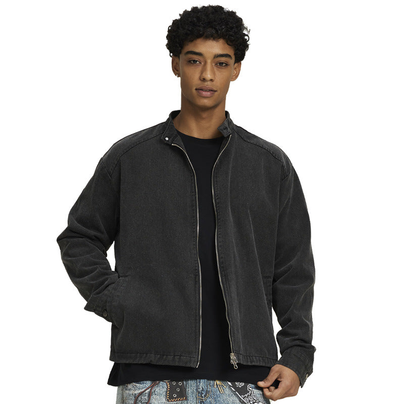 Herren Jeansjacke mit Stehkragen und durchgehendem Reißverschluss Echo Archiv