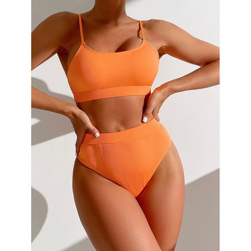 Damen High-Waist-Bikini-Set mit geripptem Oberteil Echo Archiv