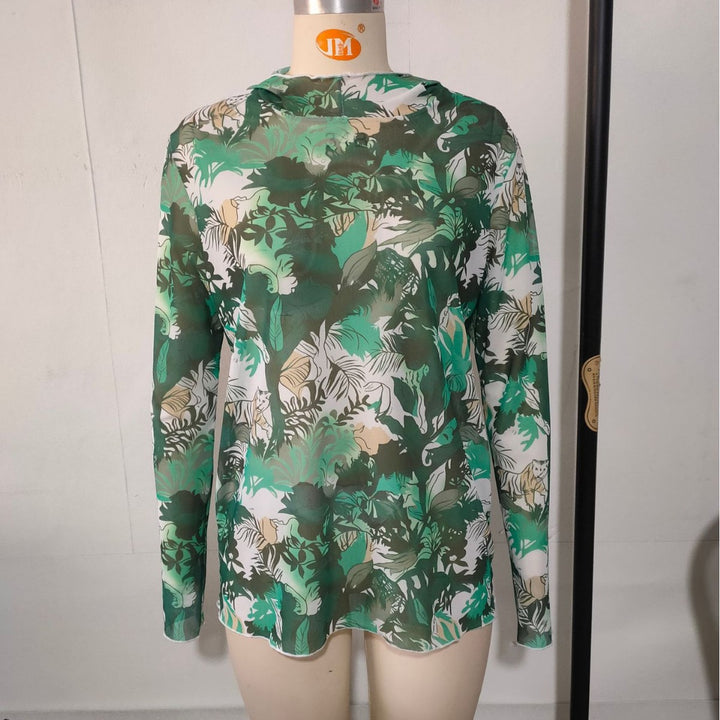 Herren Langarm-Badeoberteil mit floralem Design Echo Archiv