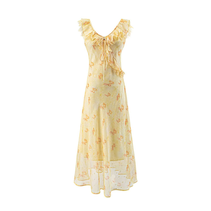 Damen Maxikleid mit verspieltem Rüschendesign und Blumenmuster Echo Archiv