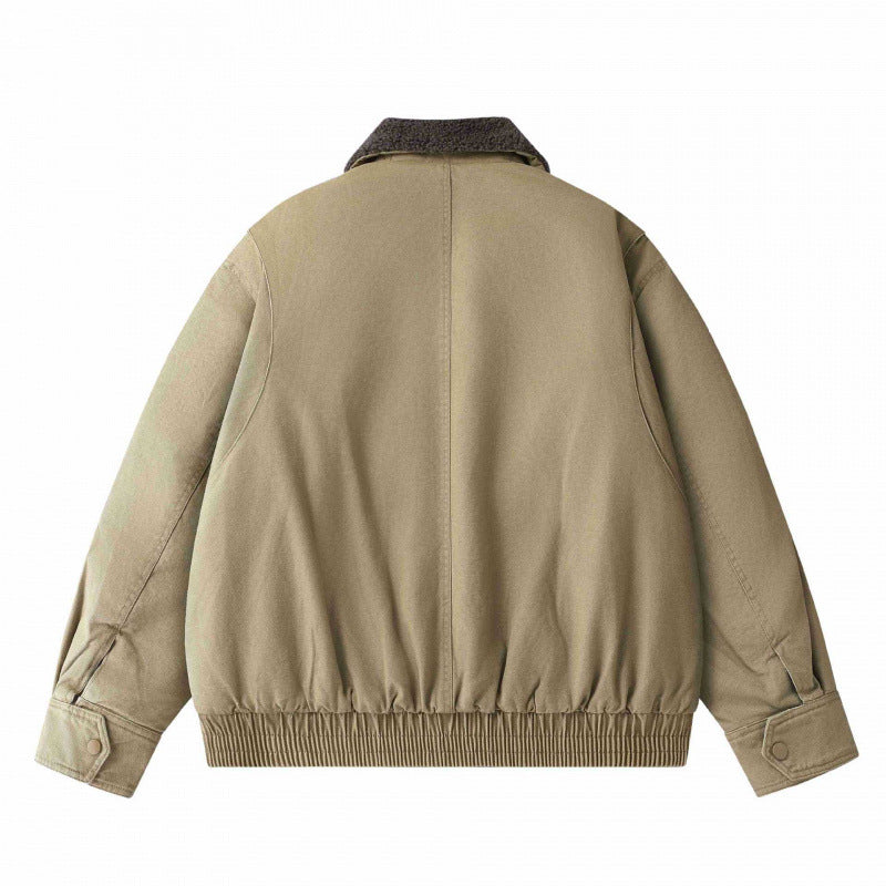 Herren Kurz geschnittener Canvas‑Fliegerblouson mit Sherpa‑Kragen und Multifunktions‑Taschen Echo Archiv