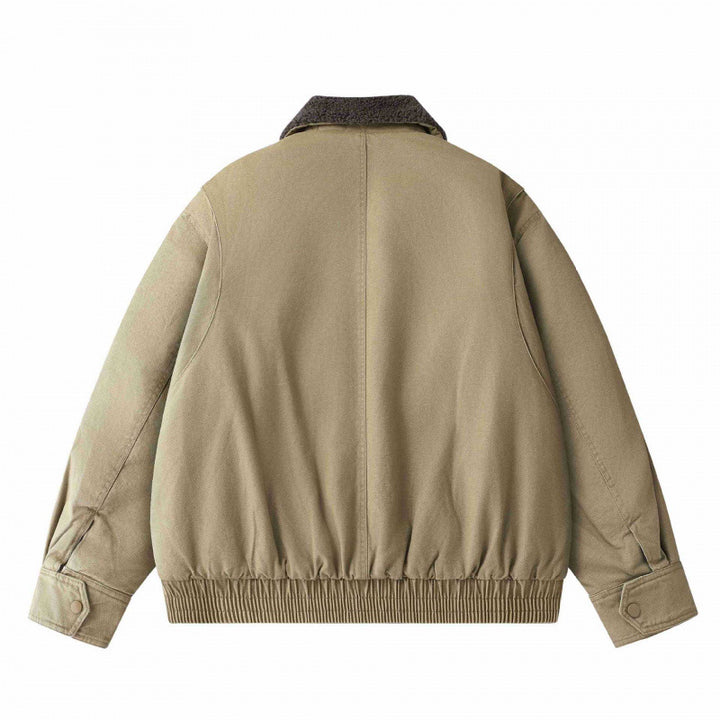 Herren Kurz geschnittener Canvas‑Fliegerblouson mit Sherpa‑Kragen und Multifunktions‑Taschen Echo Archiv