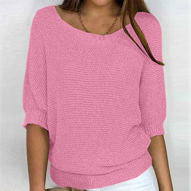 Damen nan legerer kastiger Feinstrickpullover mit weitem Ausschnitt Echo Archiv