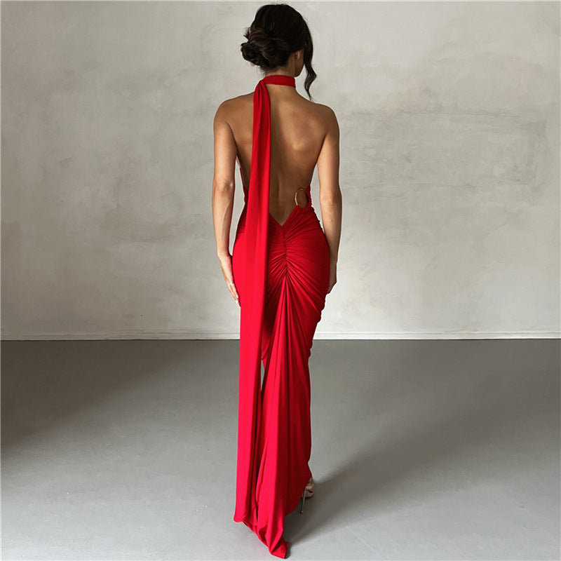 Damen Elegantes bodenlanges One-Shoulder Kleid Echo Archiv