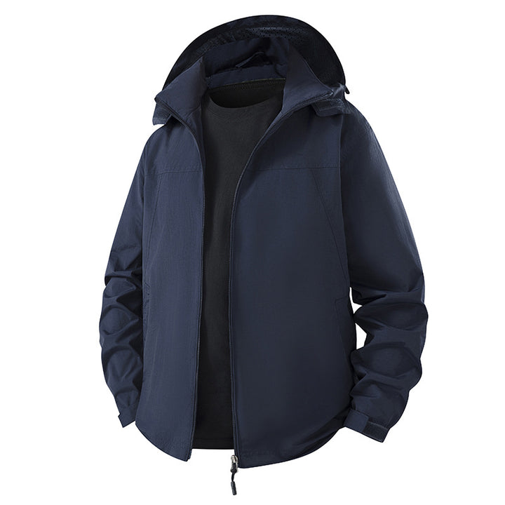 Herren Leichte wasserabweisende Kapuzen‑Shelljacke mit atmungsaktivem Meshfutter und verstellbarem Saum Echo Archiv
