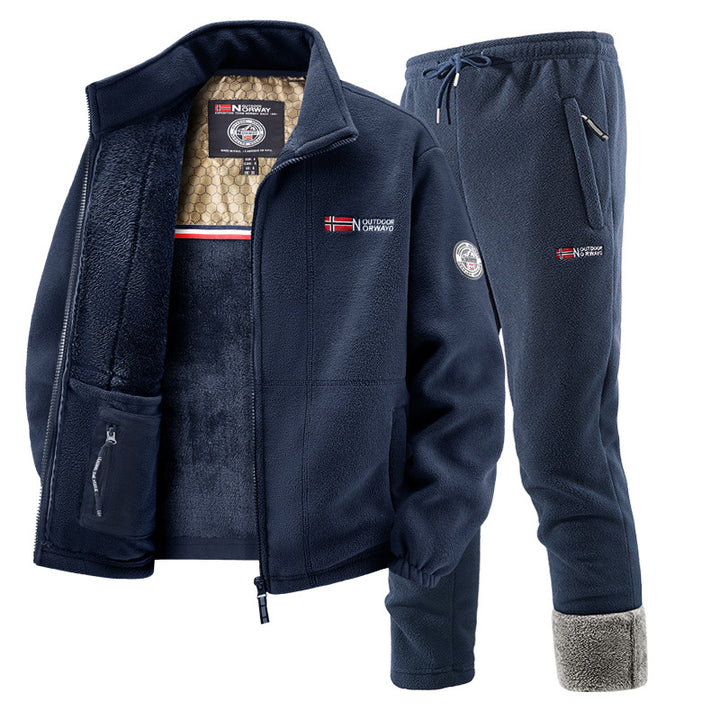 Herren Thermo-Fleece-Set mit Kapuzenjacke, Sherpa-gefüttert und elastischer Jogginghose – Marzano
