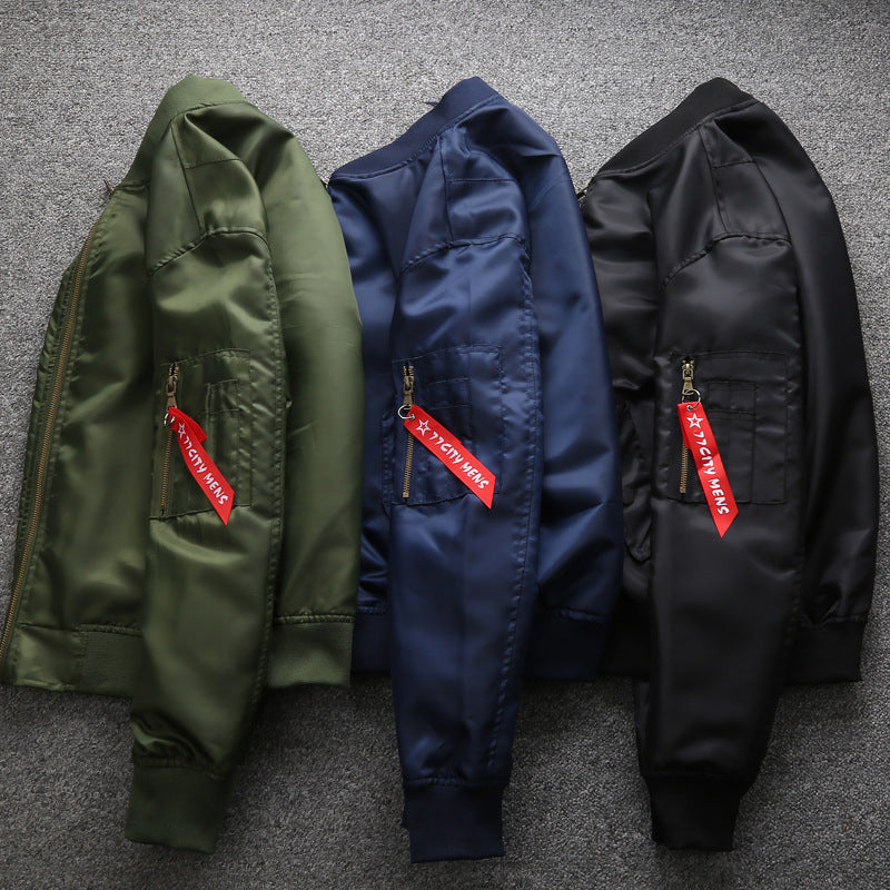 Herren Nylon-Bomberjacke im Aviatorstil mit Ärmeltasche und geripptem Saum Echo Archiv