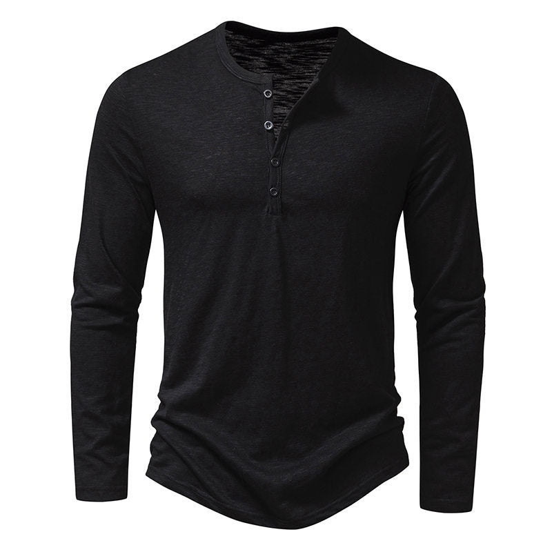 Herren Langarm-Henley-Shirt aus hochwertiger Baumwolle mit modernem Schnitt Echoarchiv