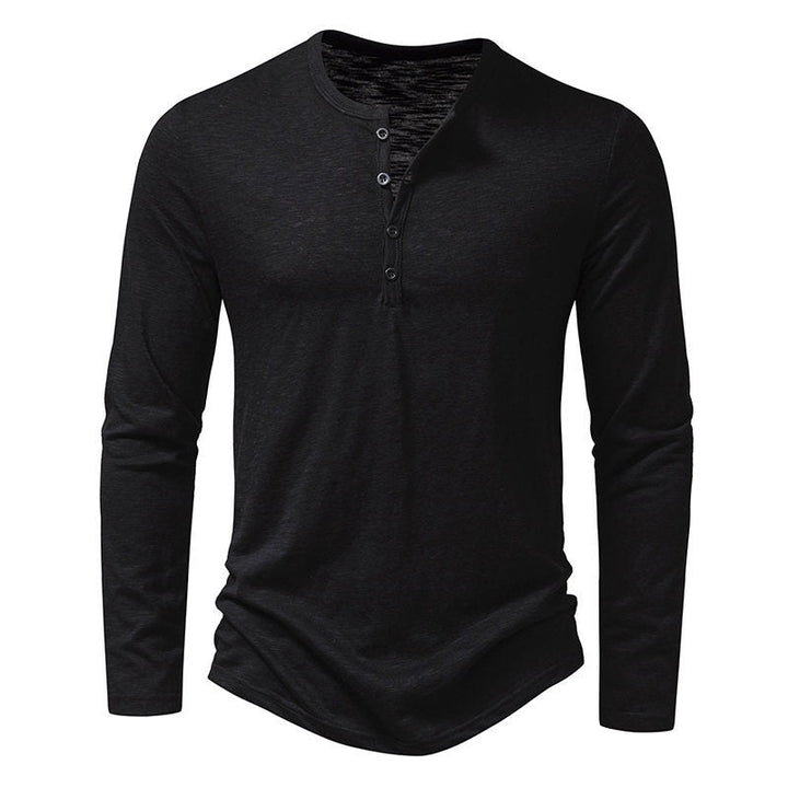 Herren Langarm-Henley-Shirt aus hochwertiger Baumwolle mit modernem Schnitt Echoarchiv