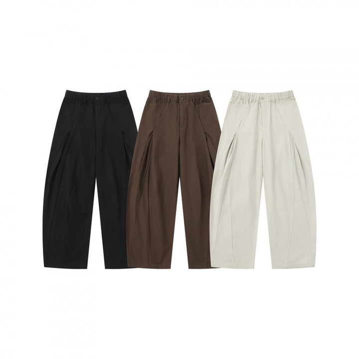 Damen Weite Culotte-Hose mit elastischem Bund, dekorativen Falten und geschwungenen Nahtdetails Echo Archiv