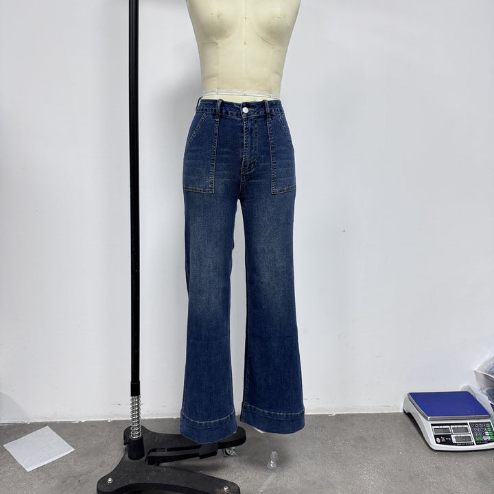 Damen weit geschnittene Denim-Hose mit hohem Bund Echo Archiv