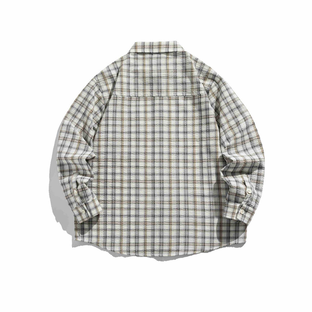 Damen Oversized karierte Hemdjacke mit gesteppter Struktur Echoarchiv