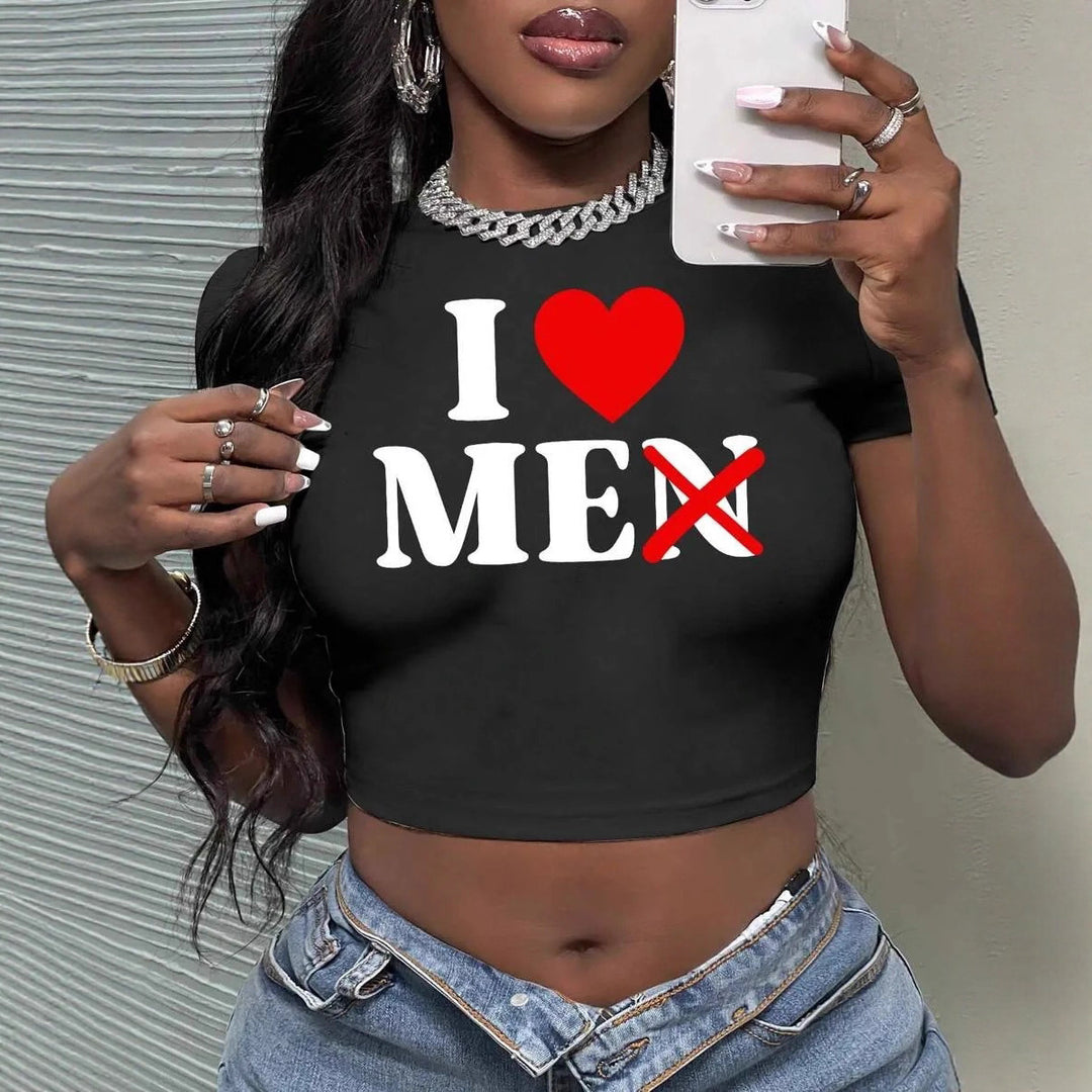 Damen Crop-Top mit künstlerischem Statement-Druck Echo Archiv