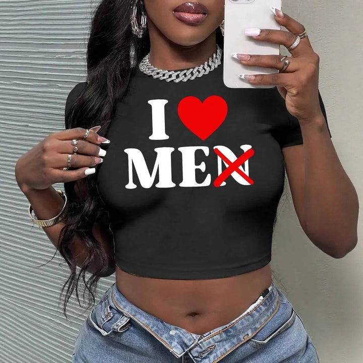 Damen Crop-Top mit künstlerischem Statement-Druck Echo Archiv