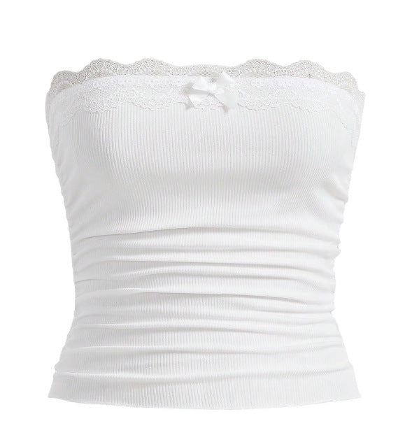 Damen Bandeau-Oberteil mit Spitzenbesatz und figurbetontem Schnitt Echo Archiv