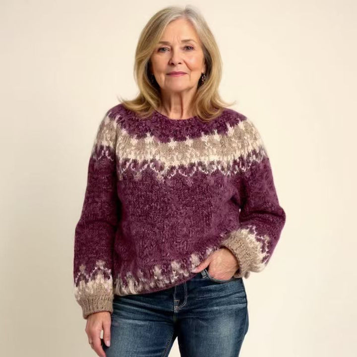 Damen nan kuscheliger Norweger-Strickpullover mit Stehkragen und Oversize-Passform Echo Archiv